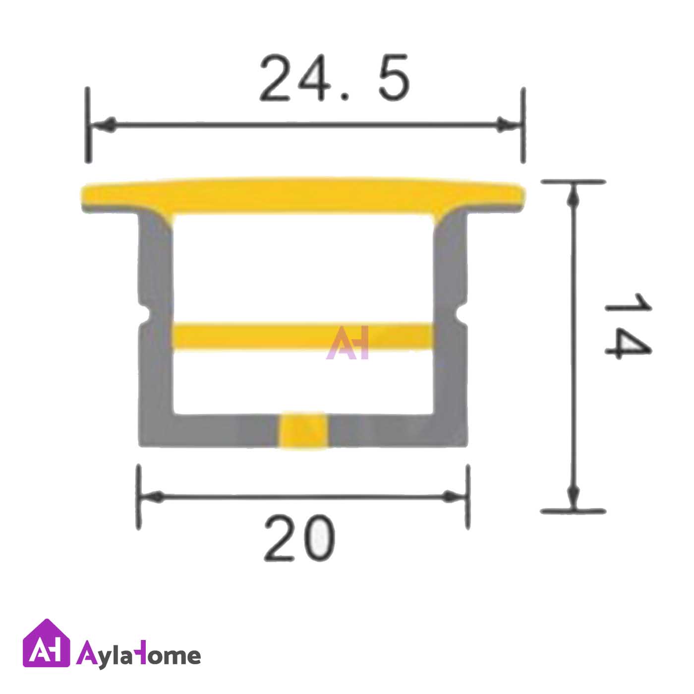 پروفیل نور خطی سیلیکونی عرض 20 لبه دار کد LC1420R (شاخه 5 متری)