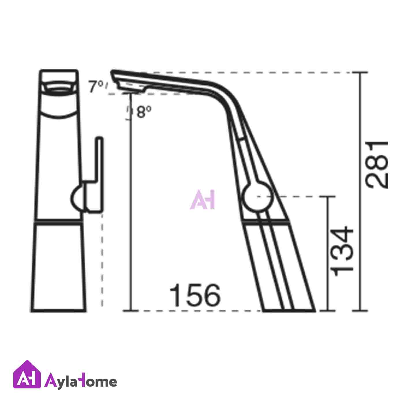 شیر روشویی پایه بلند کی دبلیو سی KWC مدل متیس