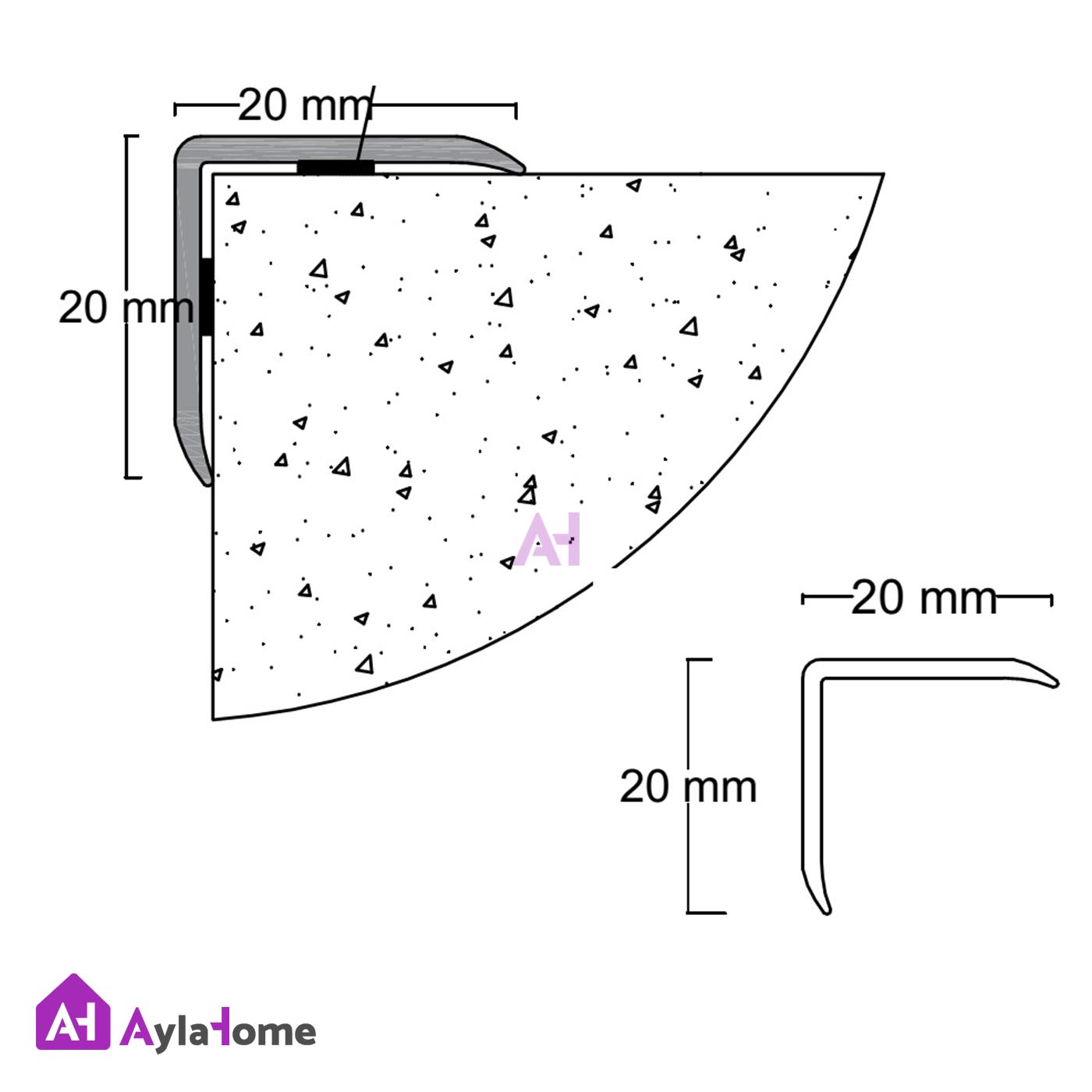 پروفیل آلومینیومی نبشی 2 سانتی کد A11 نقره ای (شاخه 3 متری)