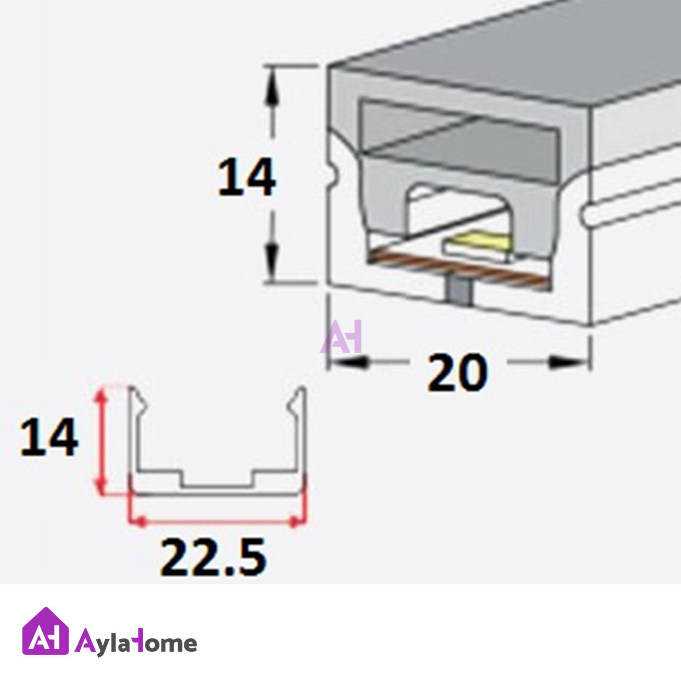 پروفیل نور خطی سیلیکونی عرض 20 کد LC1420 (شاخه 5 متری)