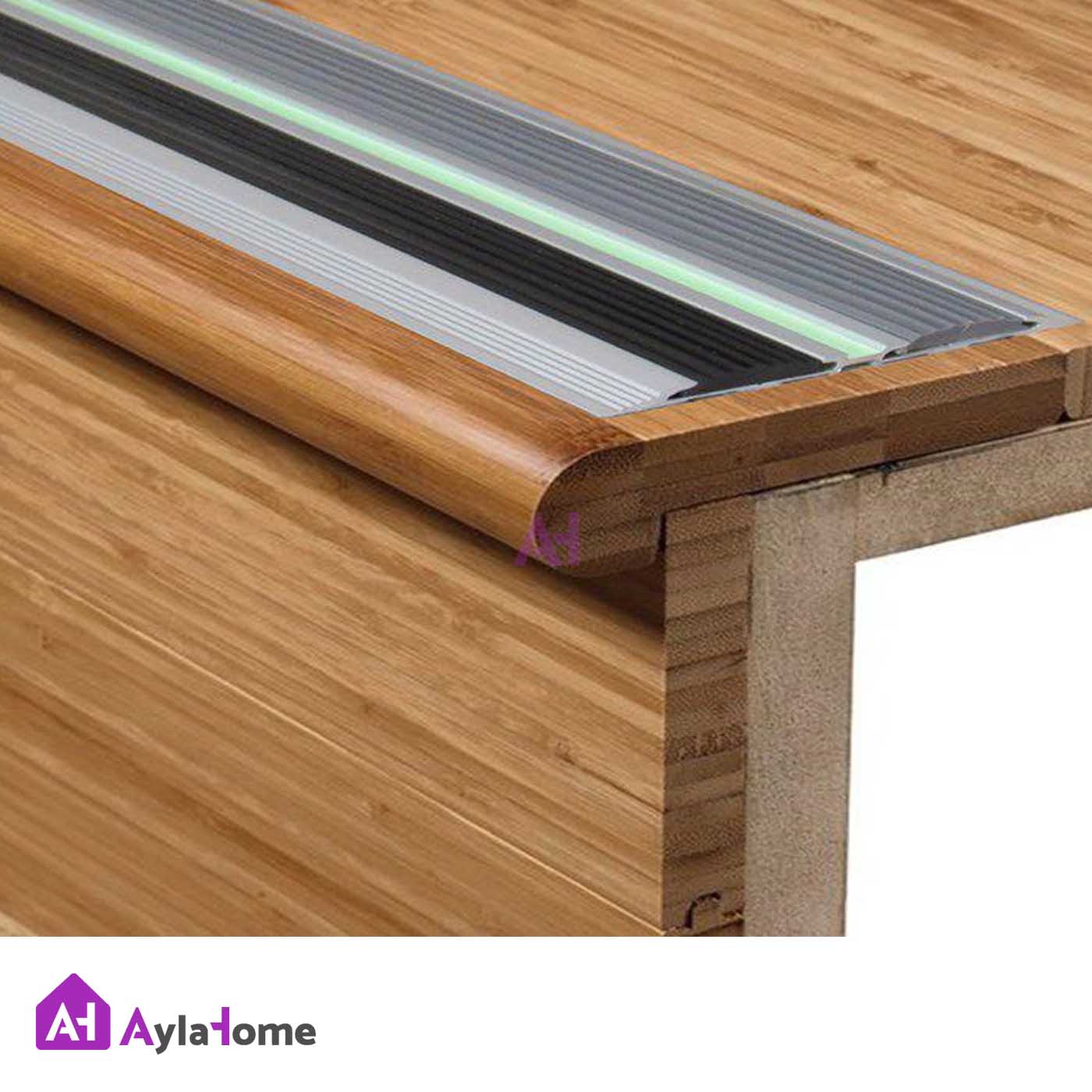 ترمز پله آلومینیومی تخت دو کانال با رویه PVC کد T4