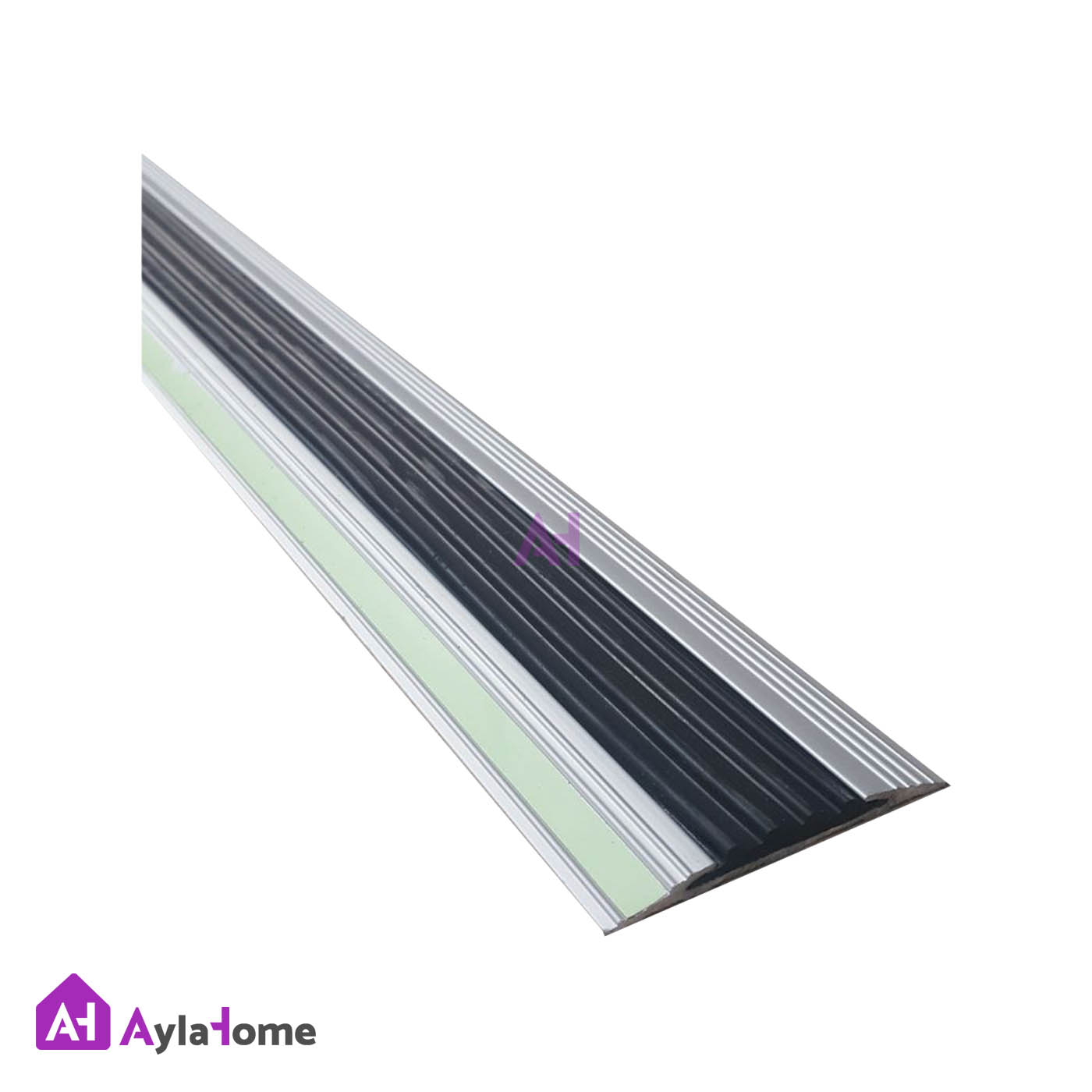 ترمز پله آلومینیومی تخت تک کانال با رویه لاستیکی مشکی کد T4-1