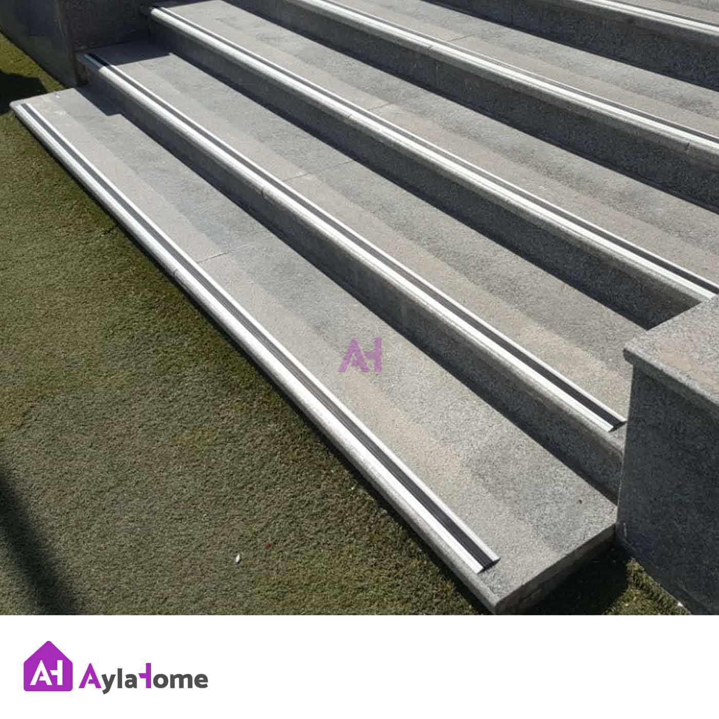 ترمز پله آلومینیومی تخت تک کانال با رویه لاستیکی مشکی کد T4-1