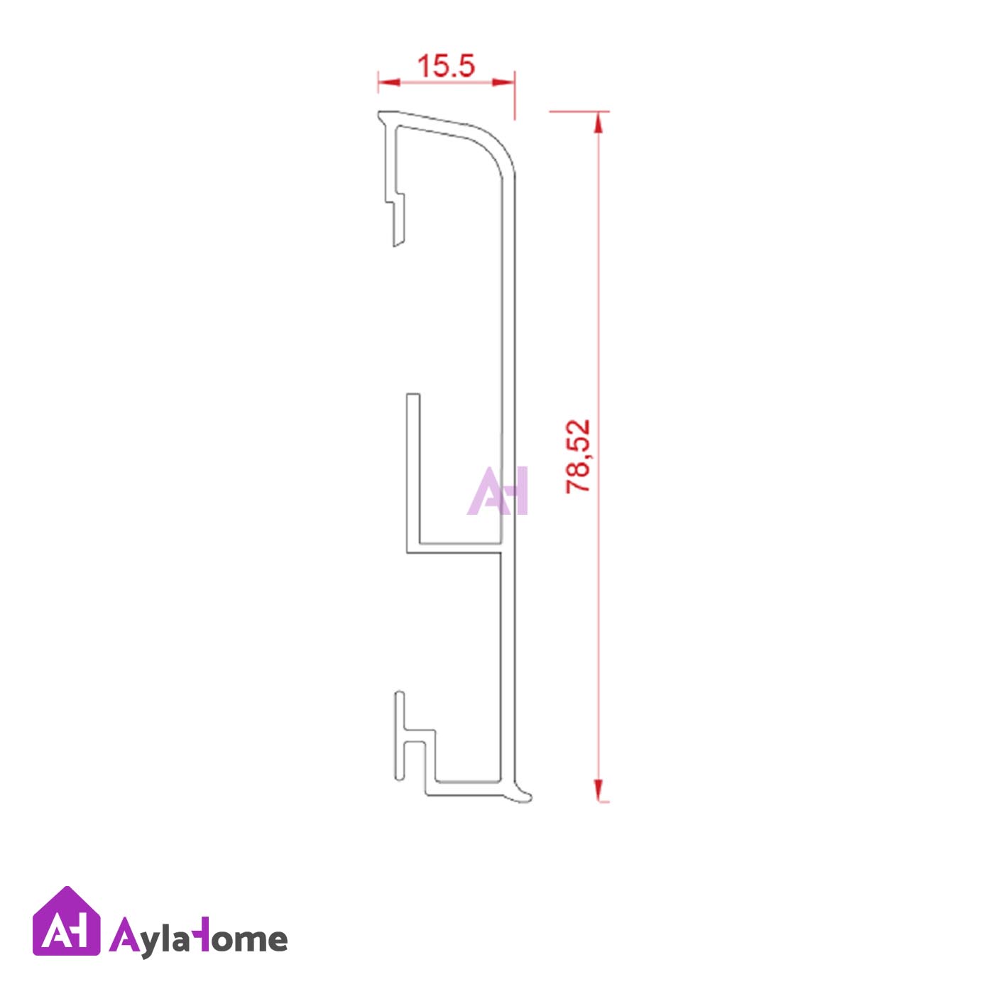 قرنیز آلومینیومی 8 سانتی بدون شیار LED کد A42 نقره ای (شاخه 3 متری)