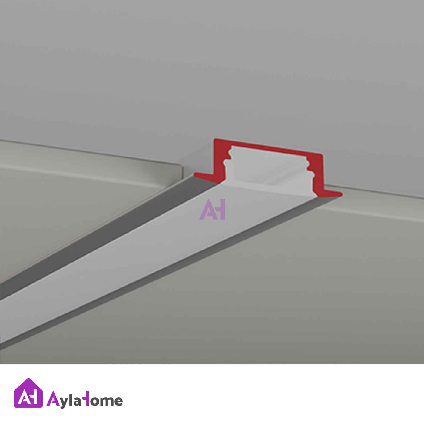 پروفیل نور خطی آلومینیومی 2 سانتی توکار کد L20 نقره ای (شاخه 3 متری)