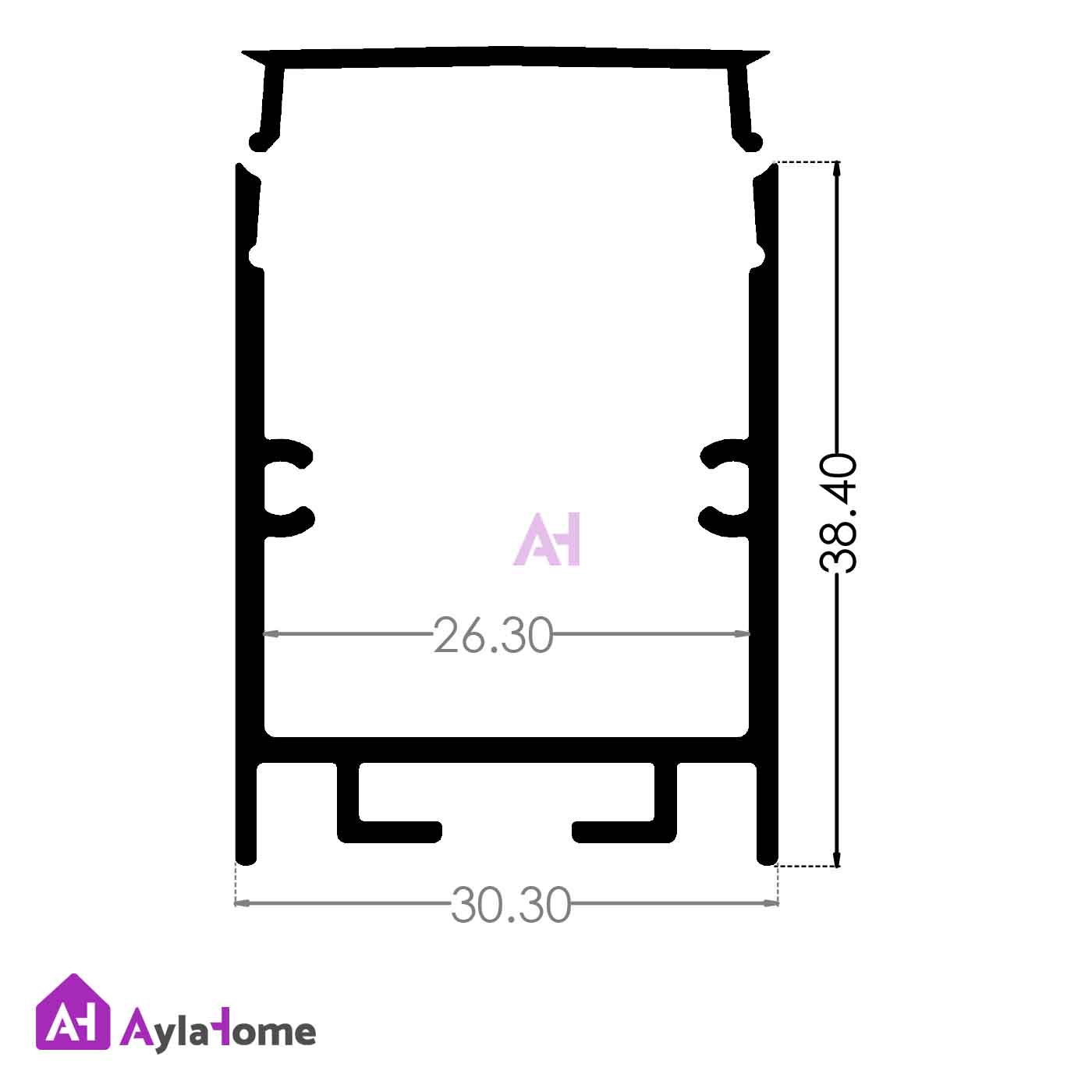 پروفیل نور خطی آلومینیومی 3 سانتی بدون لبه کد L34B مشکی (شاخه 3 متری)