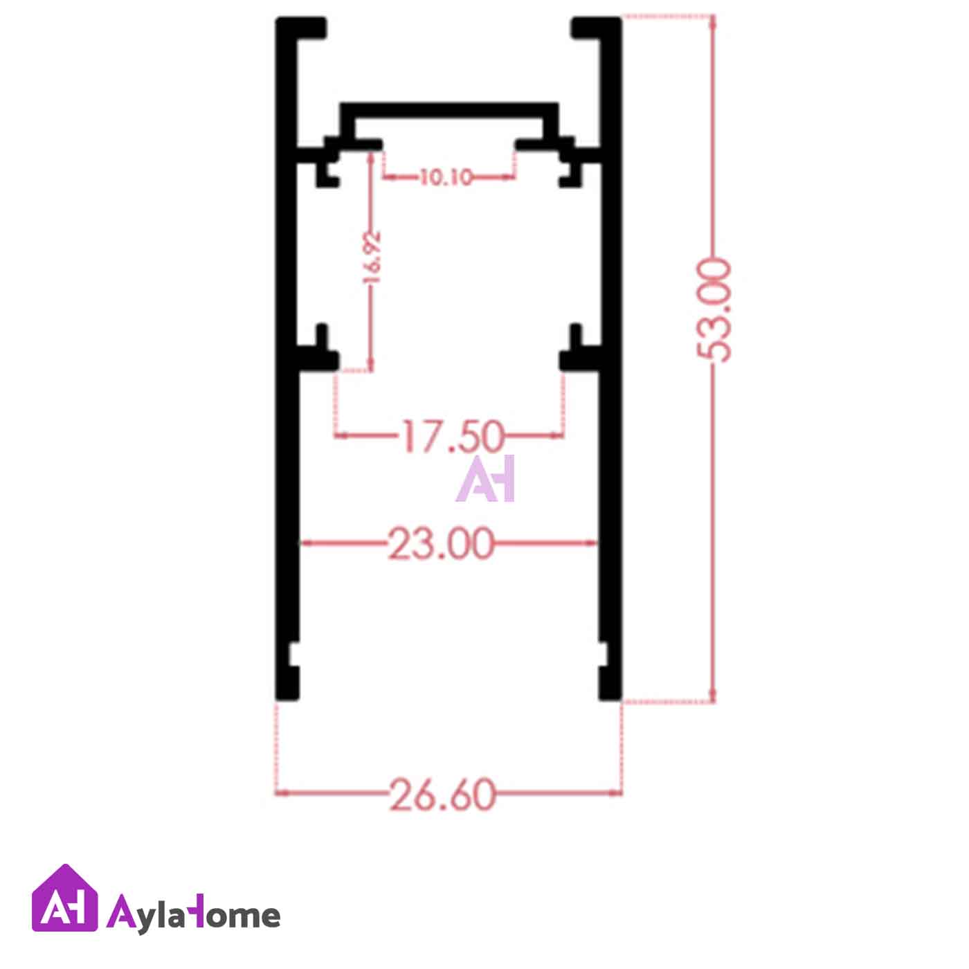 پروفیل ریل مگنتی آلومینیومی 2/5 سانتی روکار کد M25 مشکی (شاخه 3 متری)