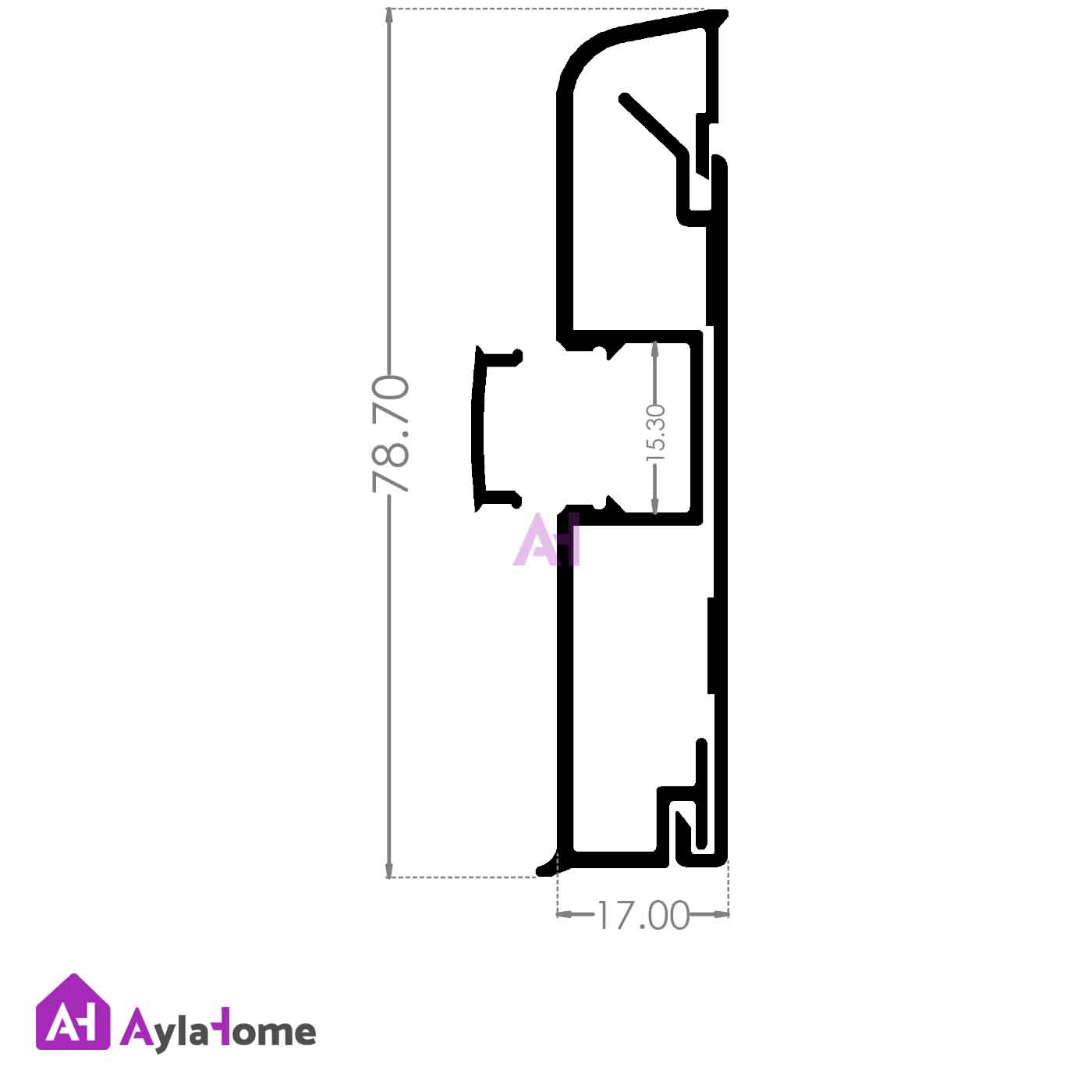 قرنیز آلومینیومی 8 سانتی با شیار LED کد LS8 نقره ای (شاخه 3 متری)