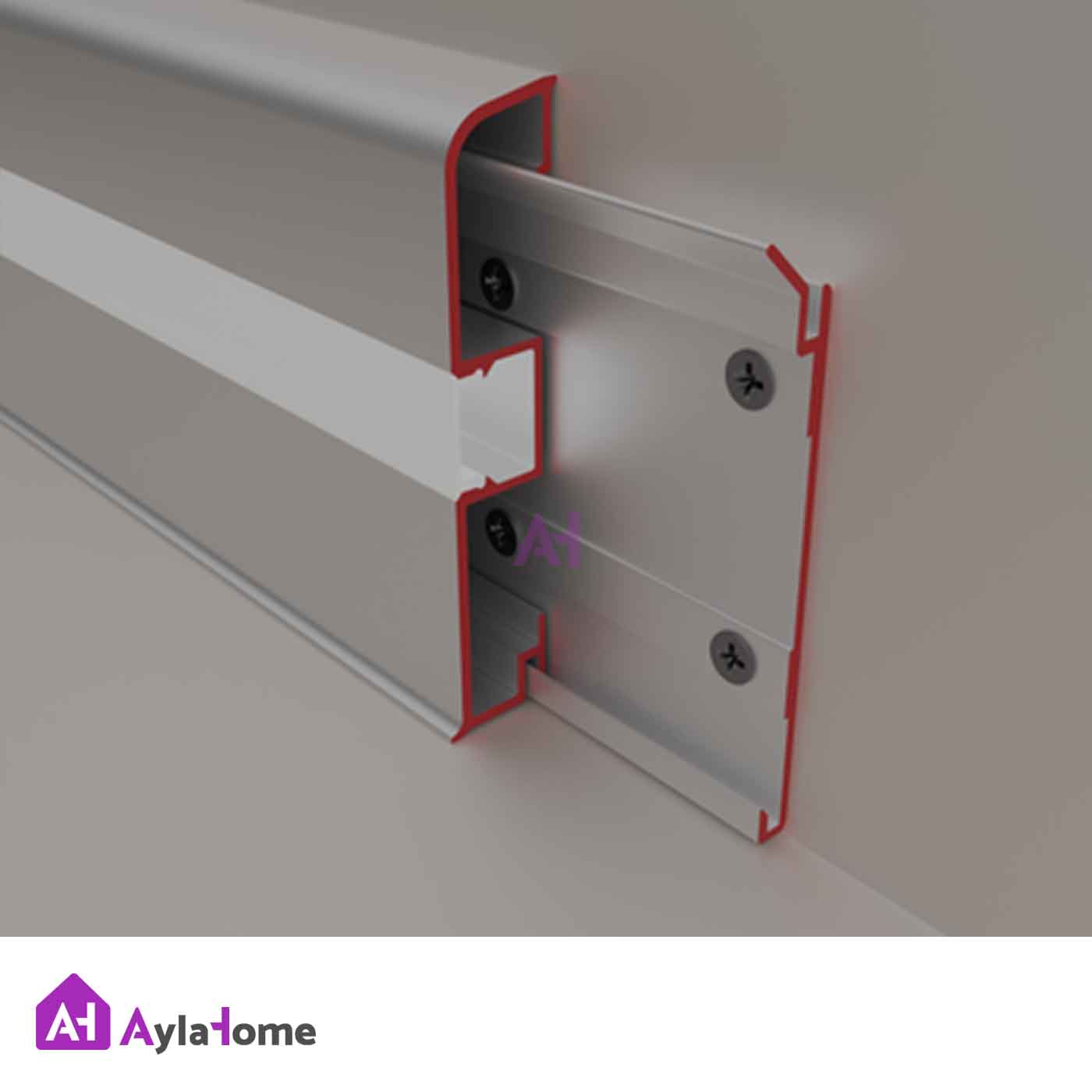 قرنیز آلومینیومی 8 سانتی با شیار LED کد LS8 نقره ای (شاخه 3 متری)