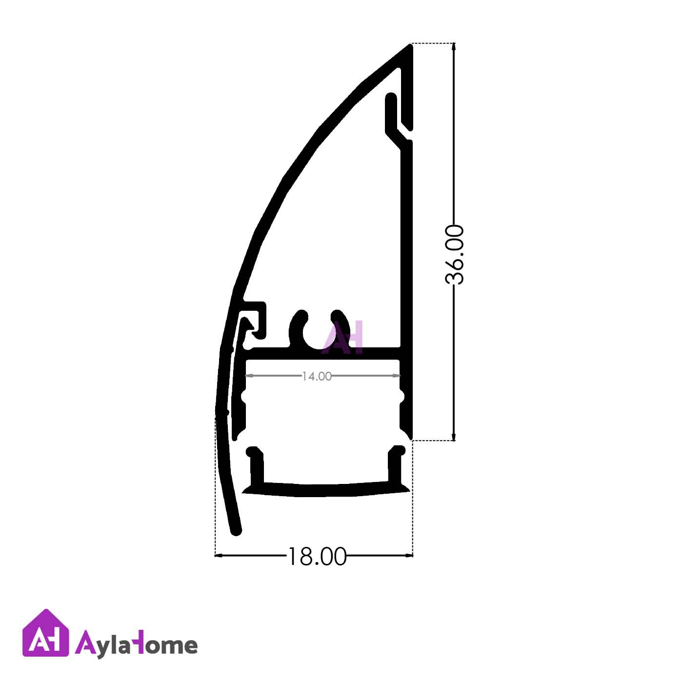 قرنیز آلومینیومی قوس دار 4 سانتی با شیار LED کد LS4 نقره ای (شاخه 3 متری)