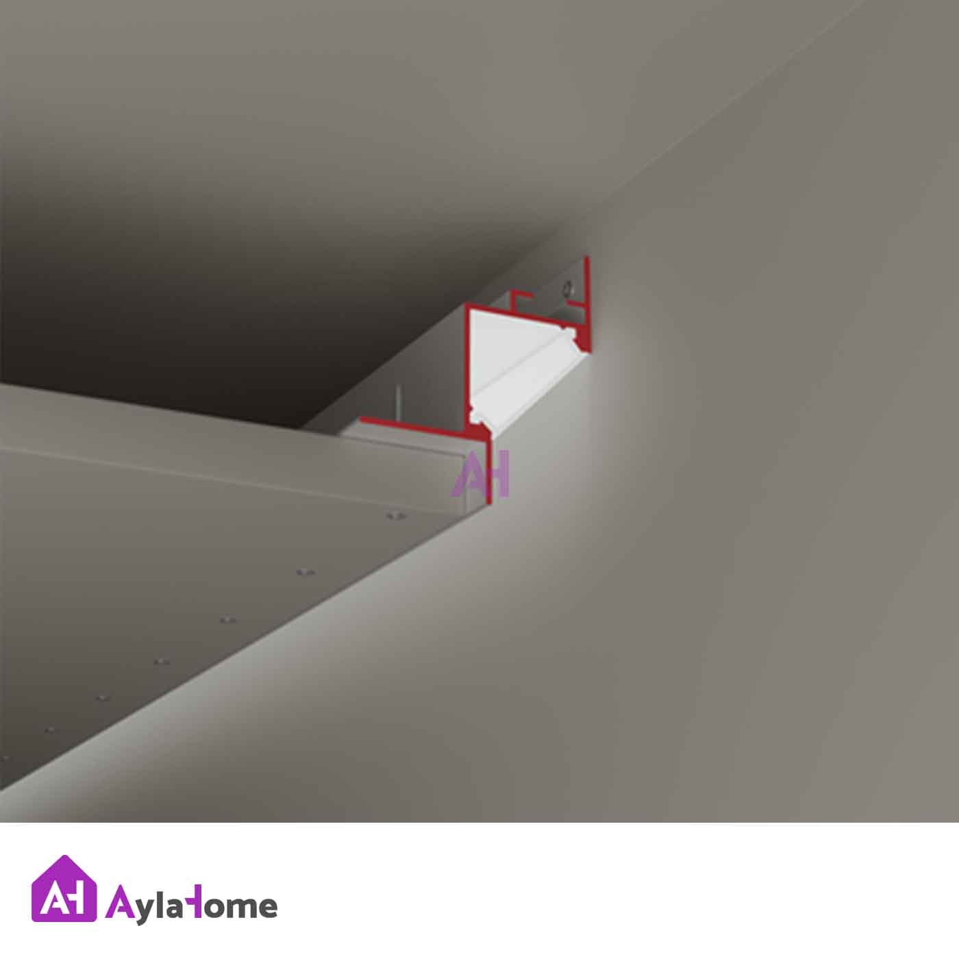 پروفیل نور خطی آلومینیومی مخفی کنافی کد LK6B مشکی (شاخه 3 متری)