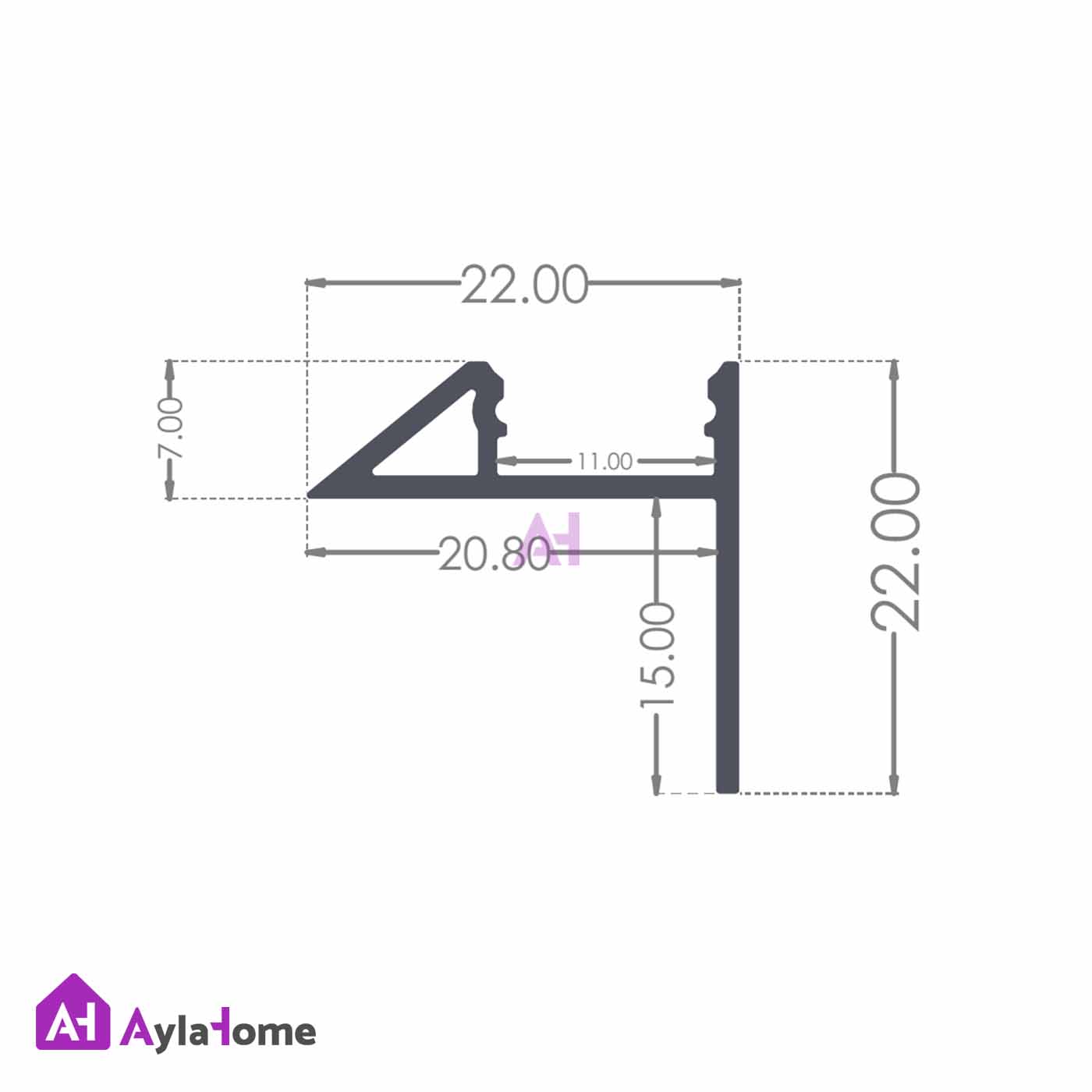پروفیل نور خطی آلومینیومی دفنی پارکتی و کنج دیوار کد LParketB مشکی (شاخه 3 متری)
