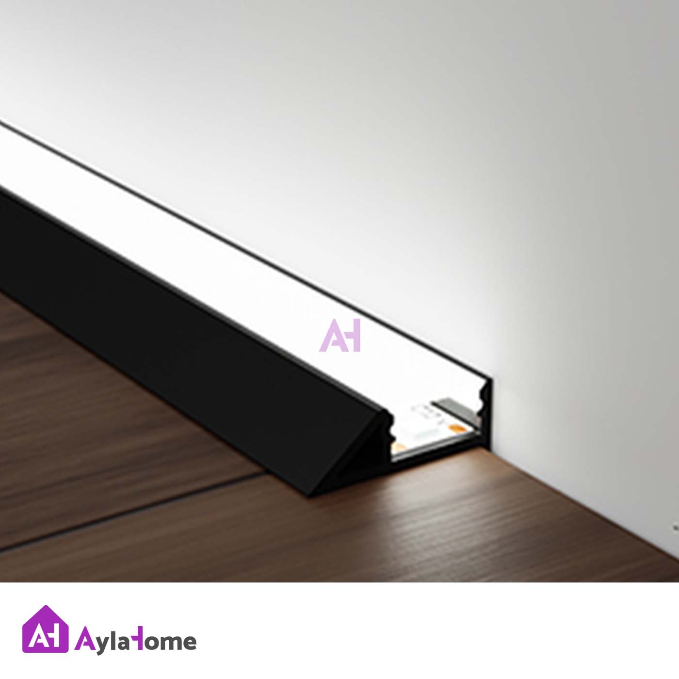 پروفیل نور خطی آلومینیومی دفنی پارکتی و کنج دیوار کد LParketB مشکی (شاخه 3 متری)