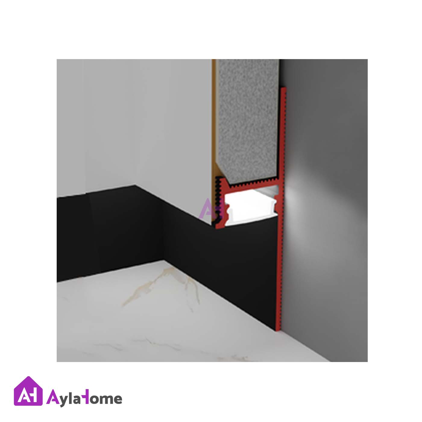 قرنیز آلومینیومی توکار کد LSK1565 مشکی (شاخه 3 متری)