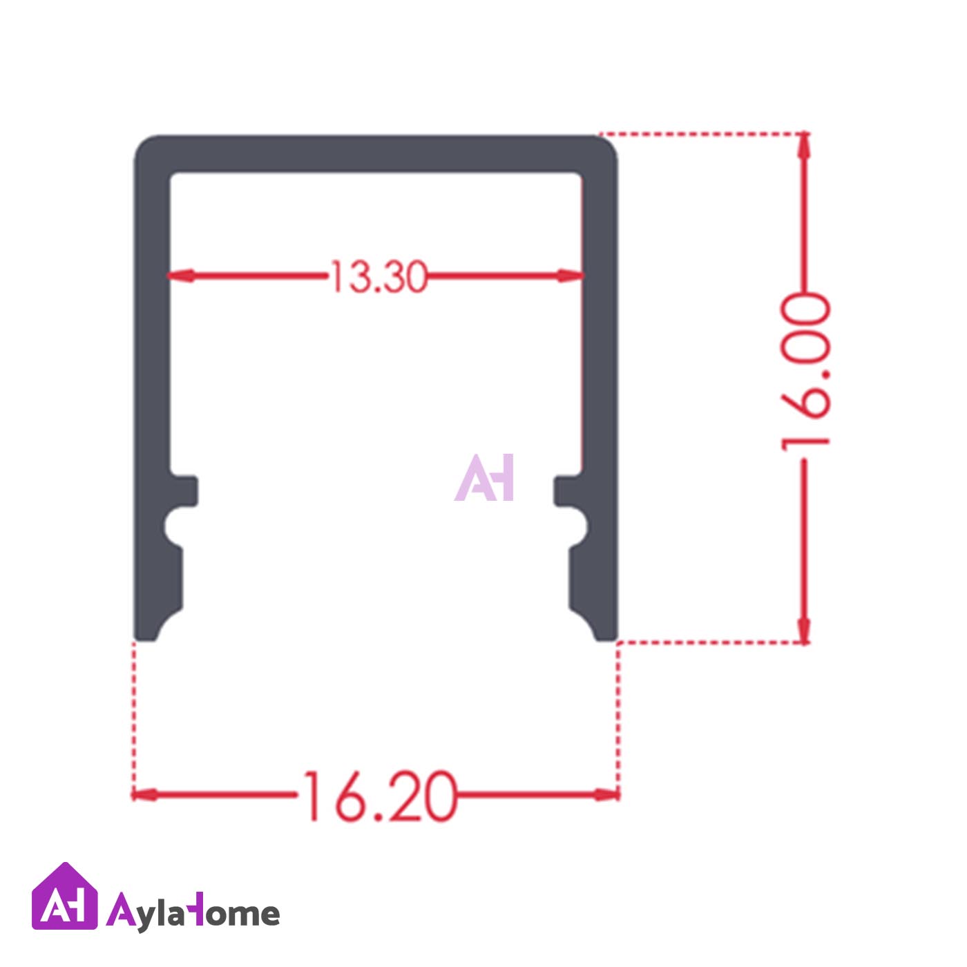 پروفیل نور خطی آلومینیومی 16 میل کد L1616 مشکی (شاخه 3 متری)