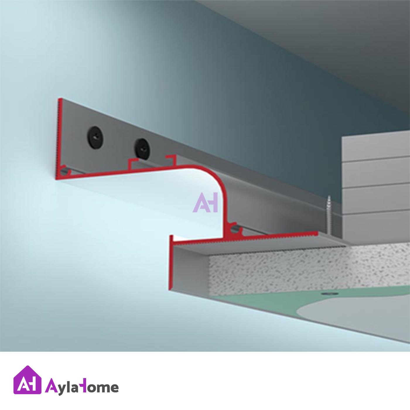 پروفیل نور خطی آلومینیومی مخفی کنج کناف قوس دار کد LK7W سفید (شاخه 3 متری)