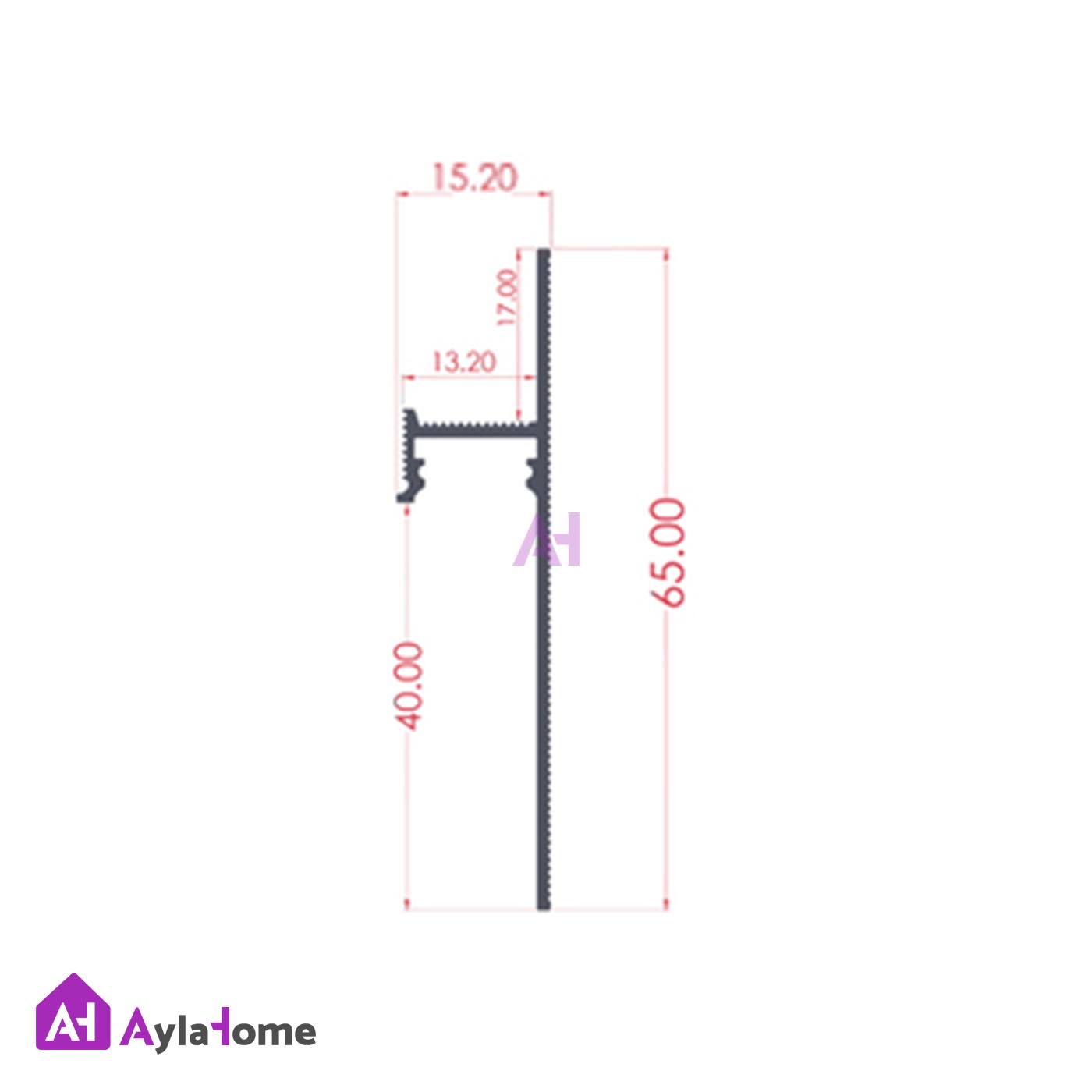 قرنیز آلومینیومی توکار کد LSK1565 مشکی (شاخه 3 متری)