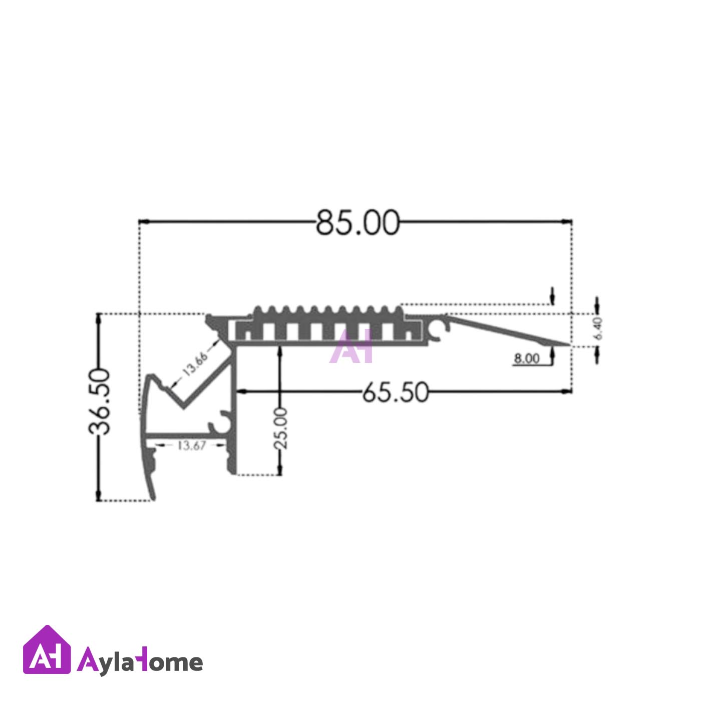 ترمز پله آلومینیومی دوبل با شیار LED کد T6B مشکی (شاخه 6 متری)